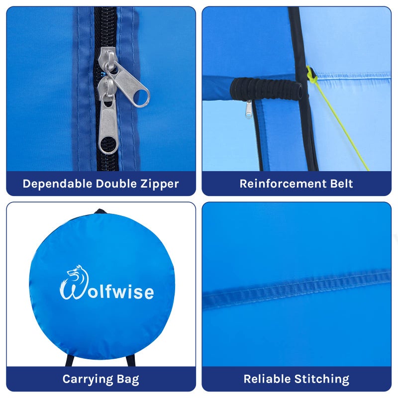 Wolfwise Pop Up Shower Tent, Portable Instant Changing Tent with Ventilation Window & Carry Bag, Privacy Bathroom Toilet Tent for Beach, Camping & Outdoor, Width 47.2 ", Height 74.8 ", Blue - Image 5